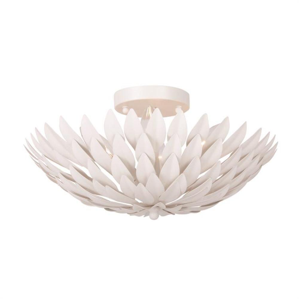 Matte White Crystal Leaf 4-Light Ceiling Bowl Fixture