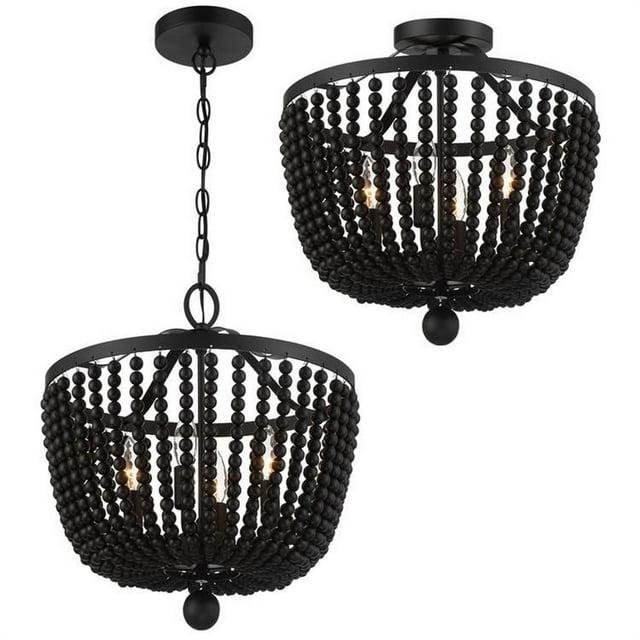 Conway 4 Light Wood Dimmable Empire Chandelier