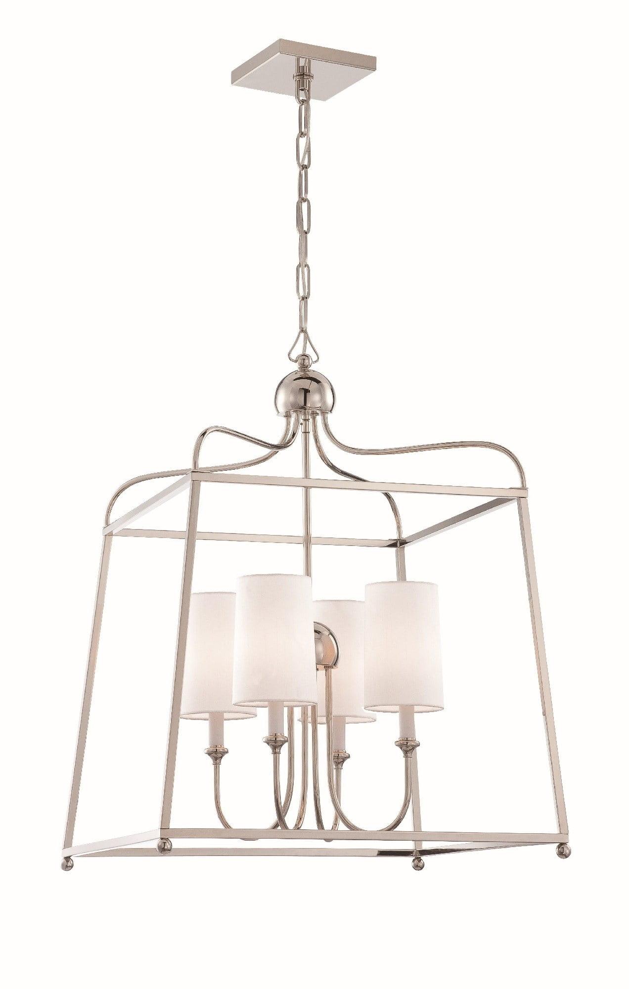 2244-PN-Crystorama Lighting-Sylvan - Four Light Chandelier With Linen Fabric Shades In Traditional Style - 21.5 Inches Wide By 29.75 Inches High