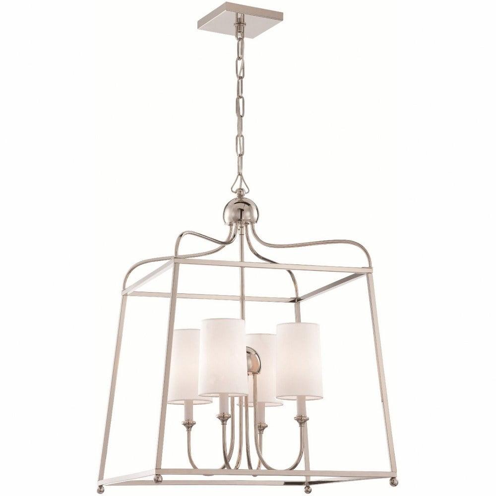 Four Light Chandelier With Linen Fabric Shades In Traditional Style 21.5 Inches Wide By 29.75 Inches High     -Traditional Installation Crystorama