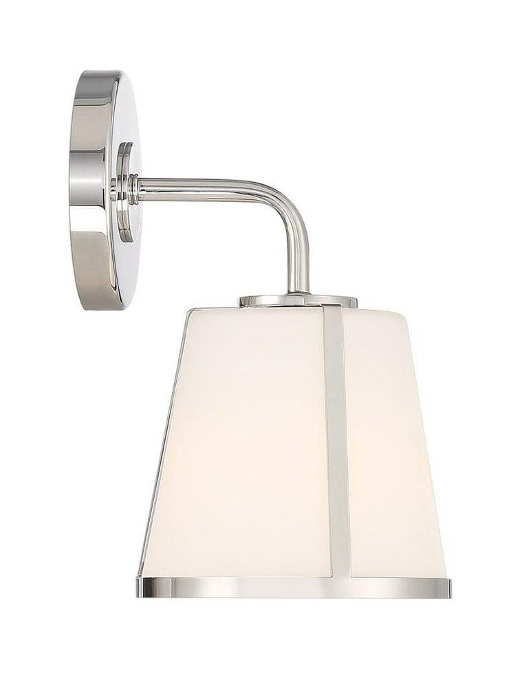 Elegant Polished Nickel Outdoor Wall Sconce with White Etched Opal Shade