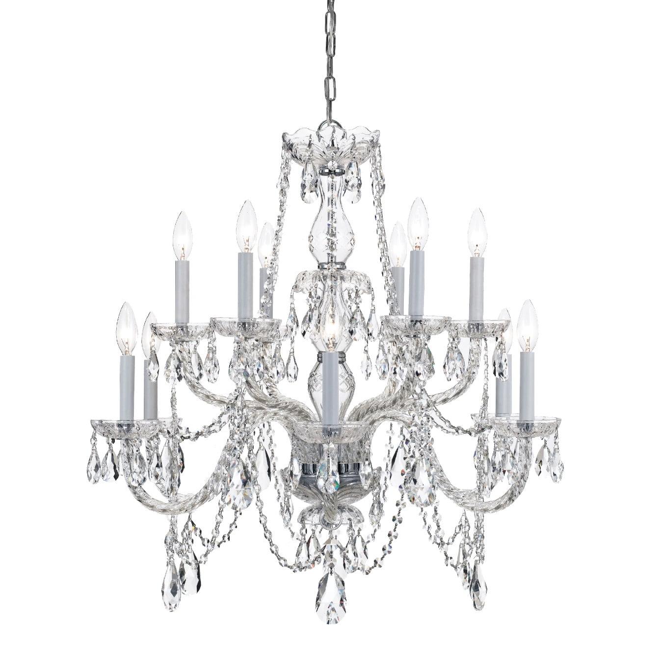1135-CH-CL-S-Crystorama Lighting-Crystal - Twelve Light 2-Tier Chandelier in Classic Style - 31 Inches Wide by 26 Inches High-Swarovski Strass Crystal