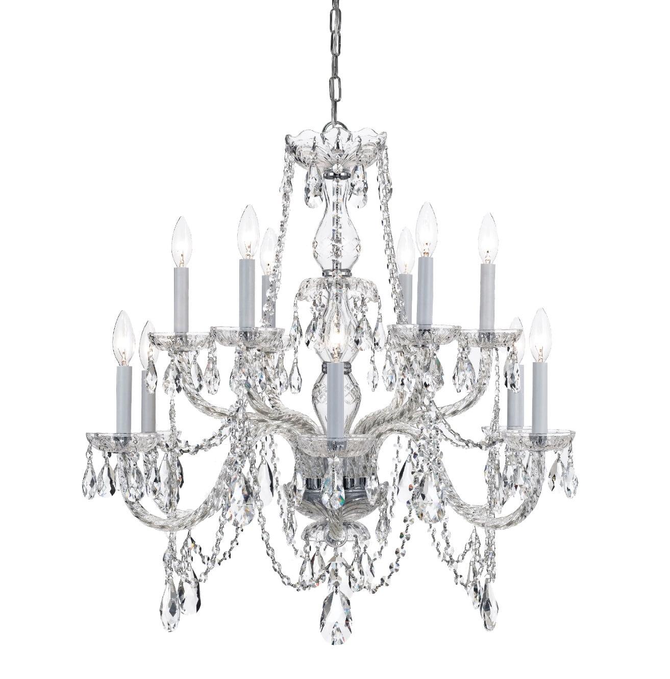 1135-CH-CL-S-Crystorama Lighting-Crystal - Twelve Light 2-Tier Chandelier in Classic Style - 31 Inches Wide by 26 Inches High-Swarovski Strass Crystal