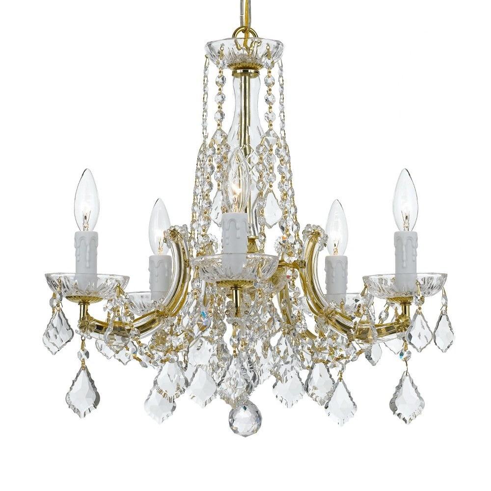 Elegant Mini 5-Light Gold Chandelier with Hand-Cut Crystal