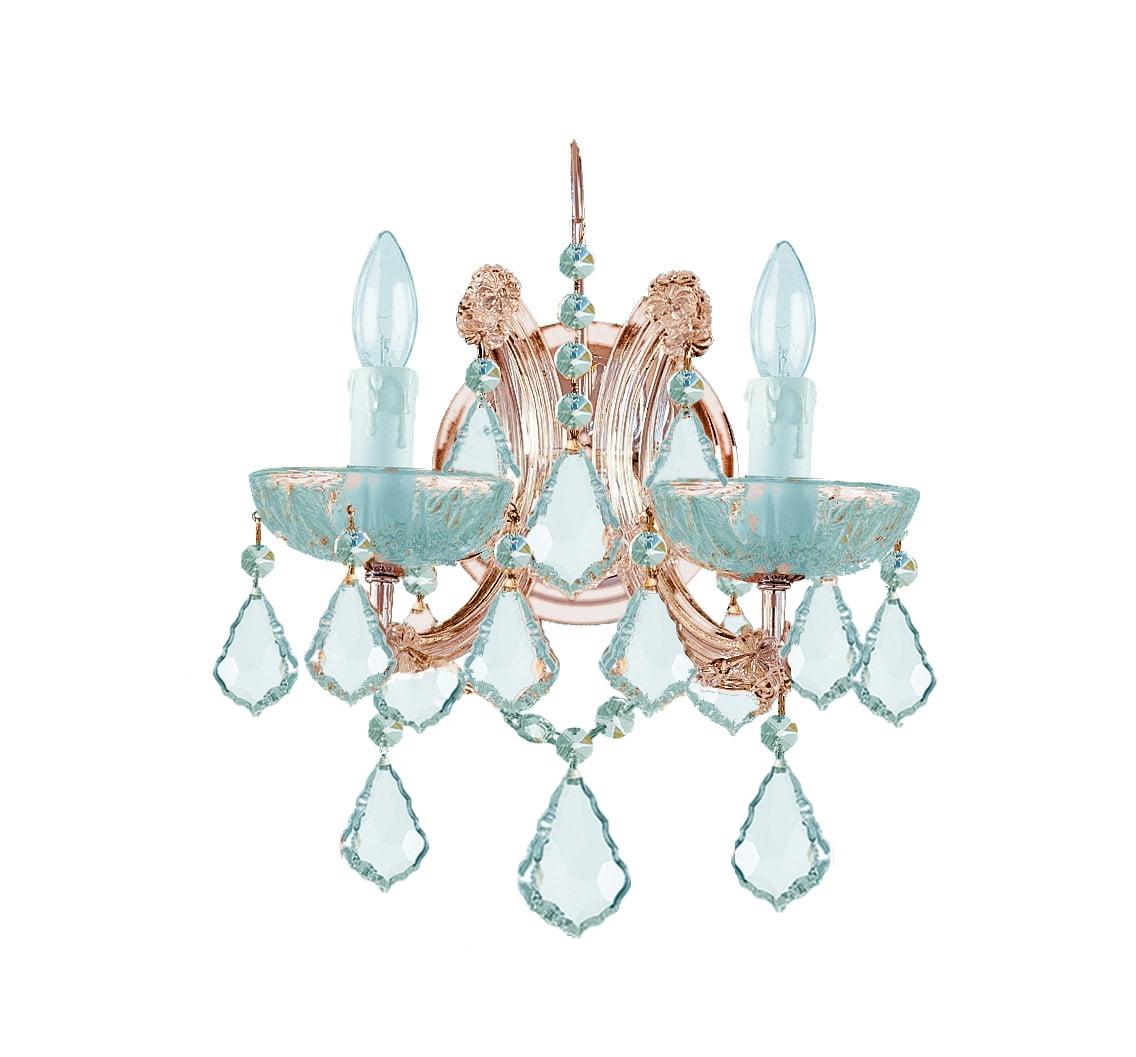 Elegant Gold 2-Light Wall Sconce with Clear Hand-Cut Crystals