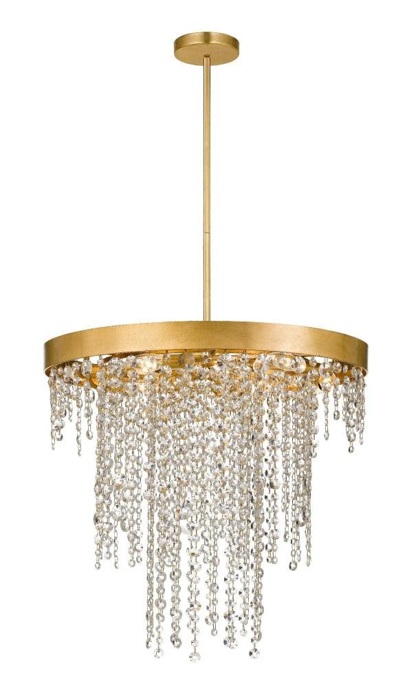 Antique Gold Elegance 6-Light Crystal Waterfall Chandelier
