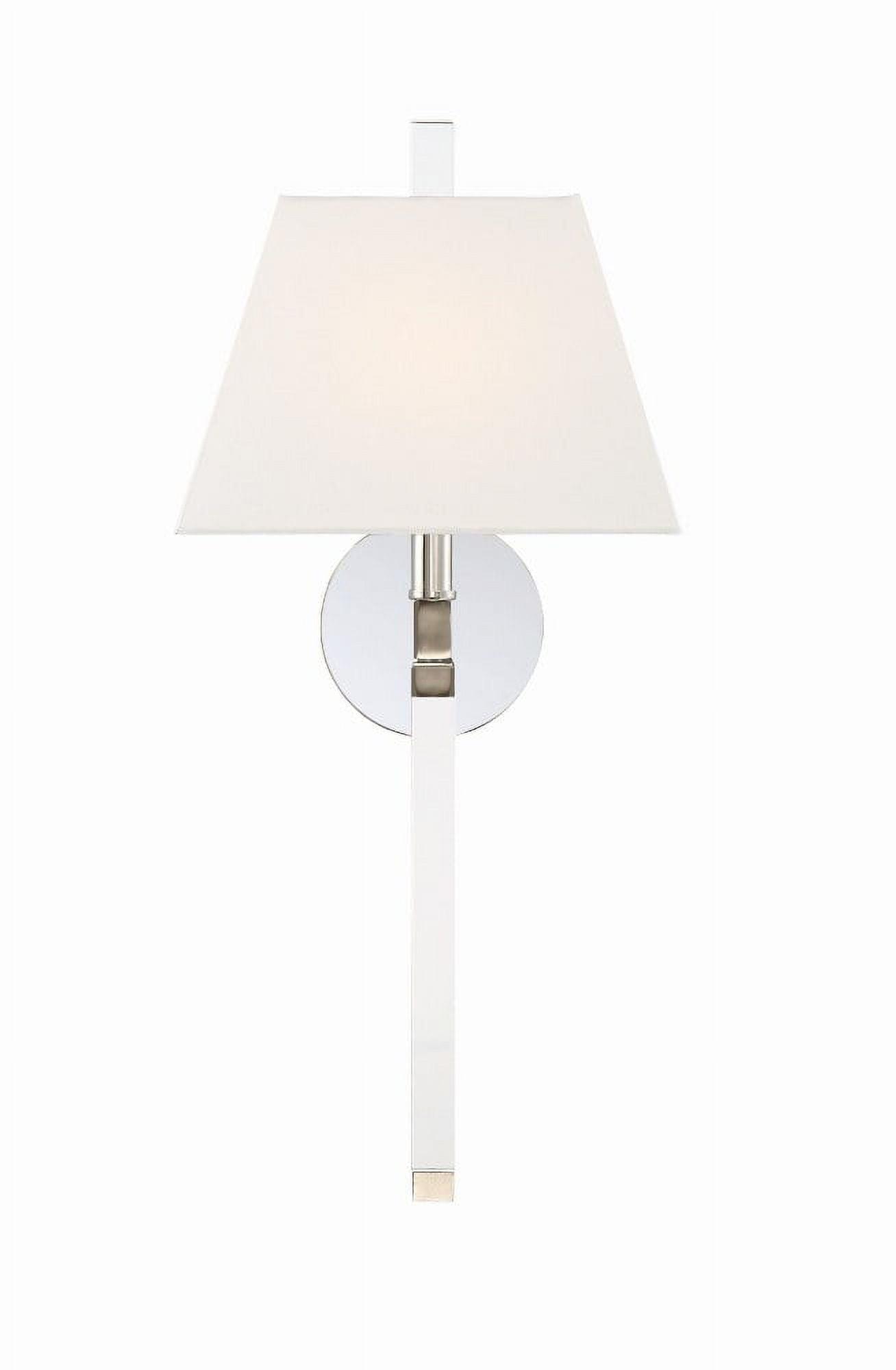 Elegant Polished Nickel Single-Light Sconce with White Silk Shade