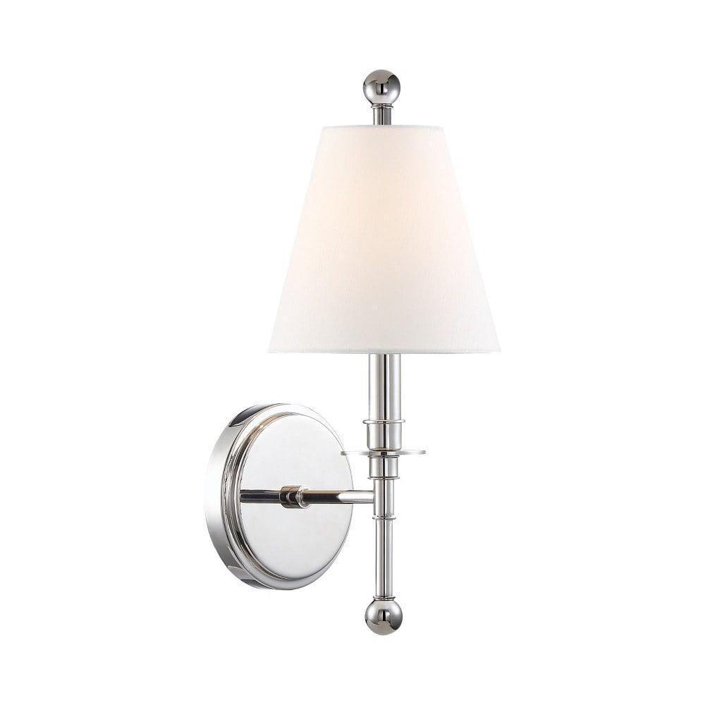 Elegant Polished Nickel Dimmable Sconce with White Silk Shade