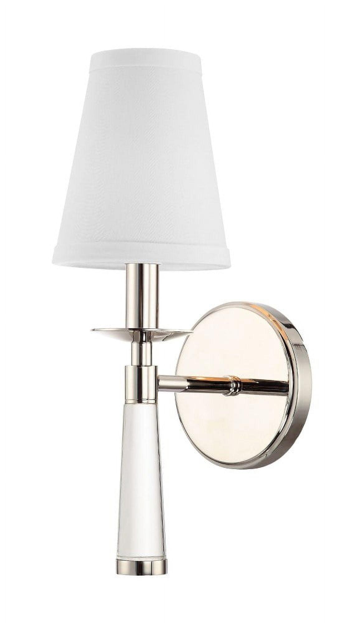 Elegant Polished Nickel Dimmable Sconce with White Silk Bell Shade