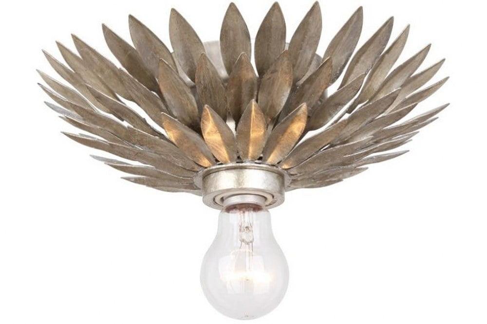 Crystorama Lighting Broche 1 - Light Flush Mount in  Antique Silver