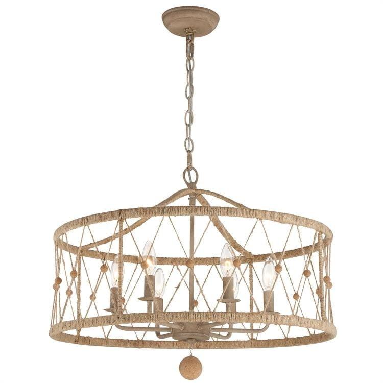 Brixton 6-Light Burnished Silver Drum Chandelier with Jute Accents