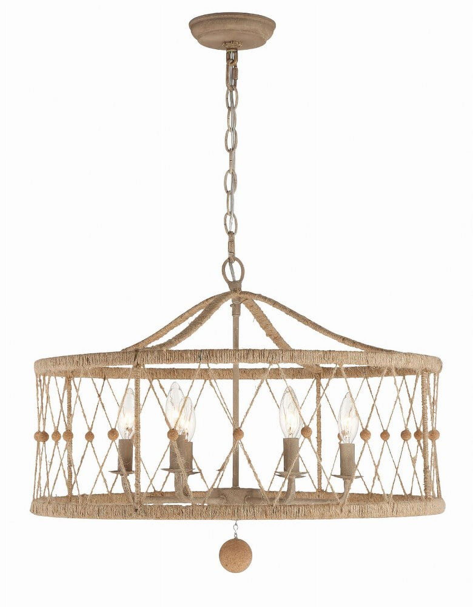 Brixton 6-Light Burnished Silver Drum Chandelier with Jute Accents