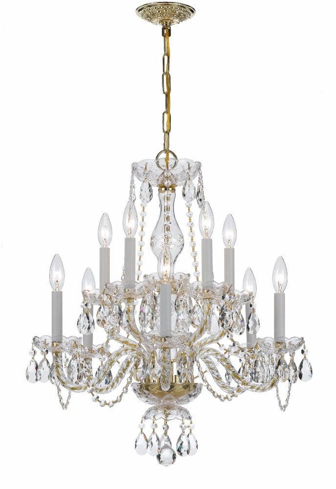 Polished Brass and Crystal 10-Light Traditional Chandelier