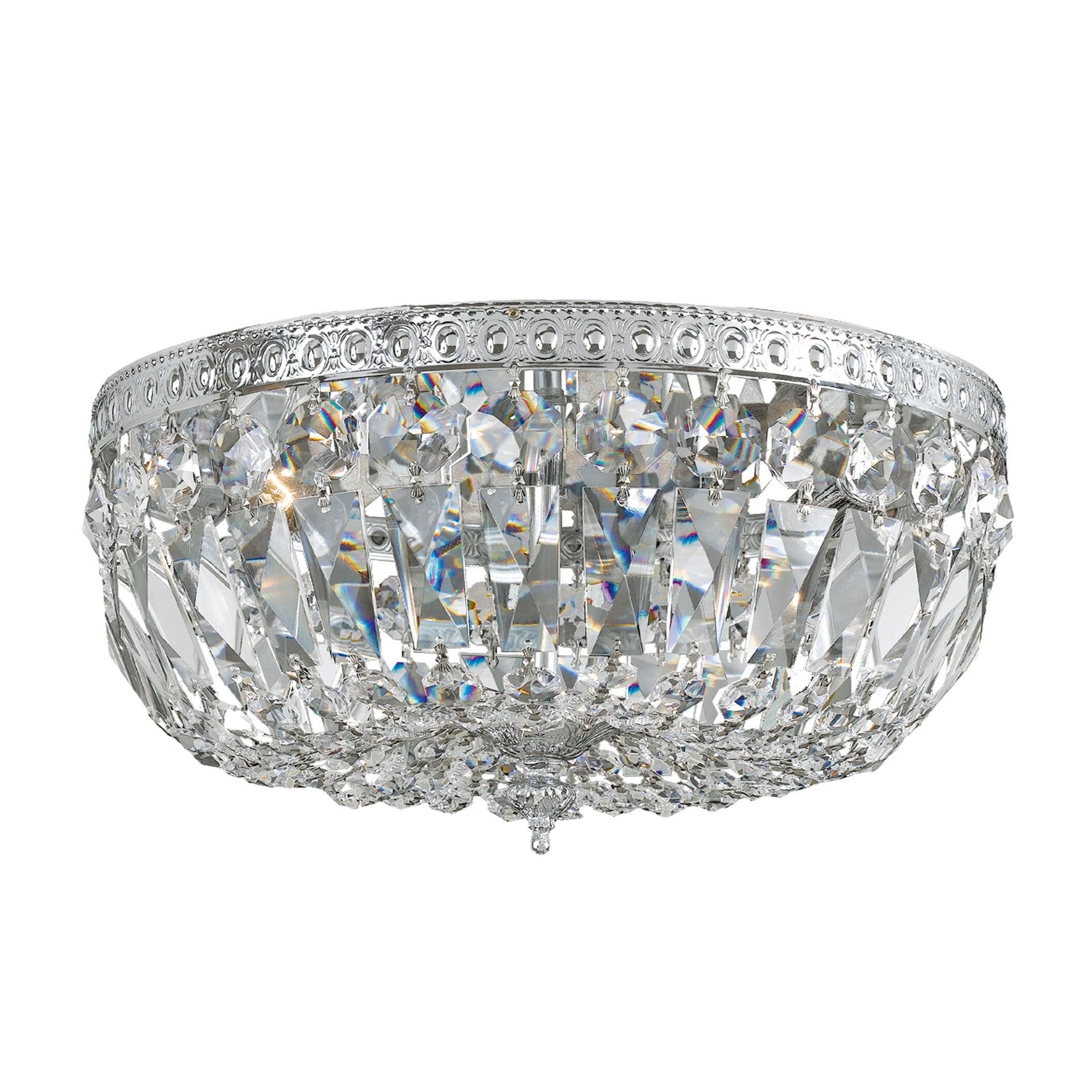 Polished Chrome Crystal 3-Light Flush Mount Ceiling Fixture