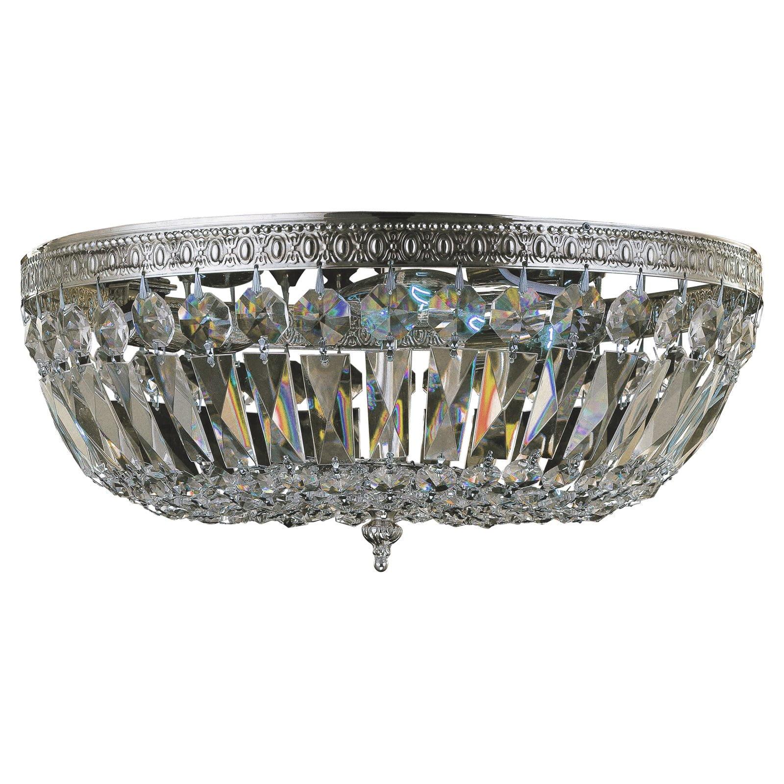 Elegant Chrome & Crystal 3-Light LED Ceiling Fixture