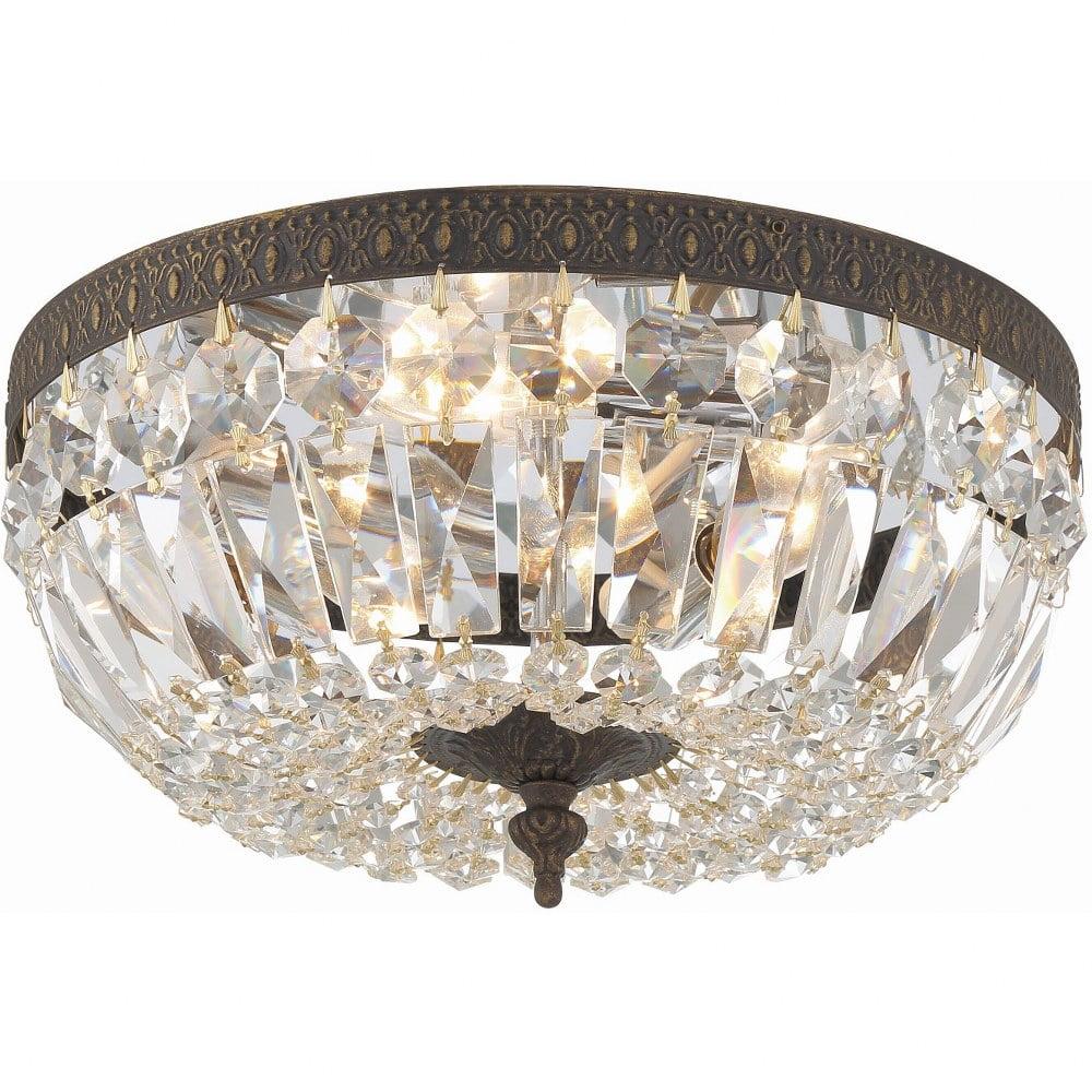 Crystorama 3 Light Hand Cut Crystal English Bronze Ceiling Mount