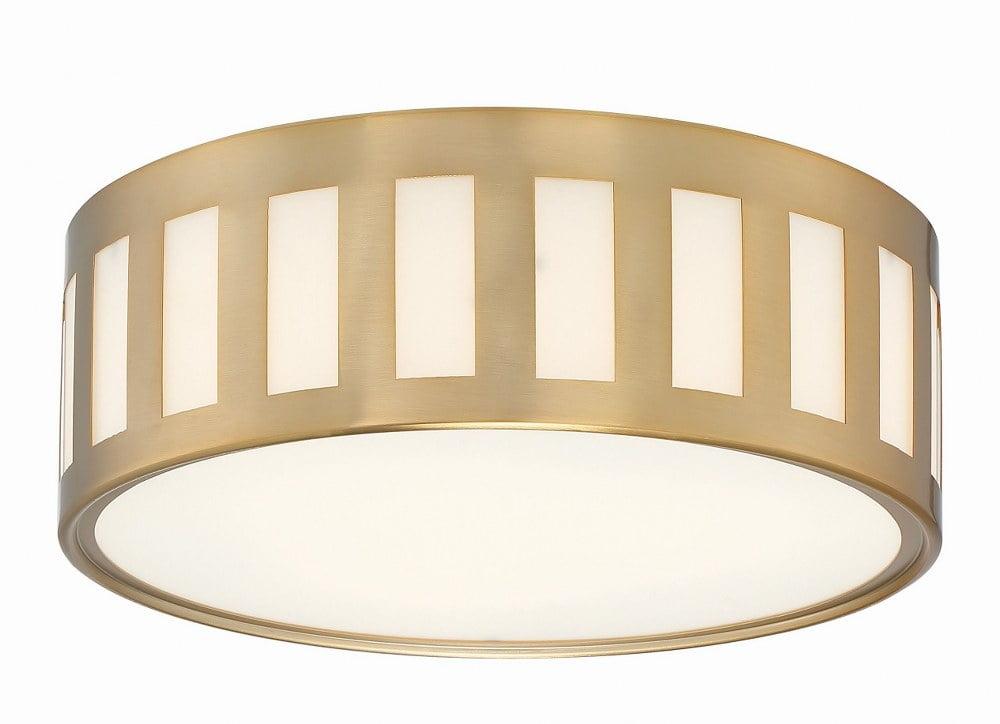 Vibrant Gold Glass Drum Flush Mount Ceiling Light