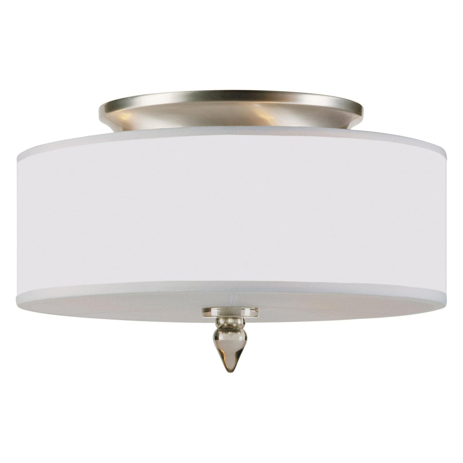 Luxo Satin Nickel Crystal Drum Ceiling Mount Light