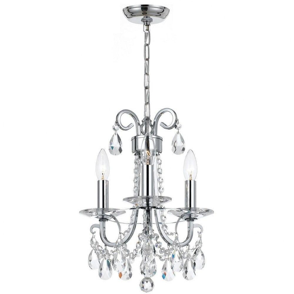 6823-CH-CL-MWP-Crystorama Lighting-Othello - Three Light Mini Chandelier in Classic Style - 13 Inches Wide by 15.5 Inches High-Hand Cut Crystal