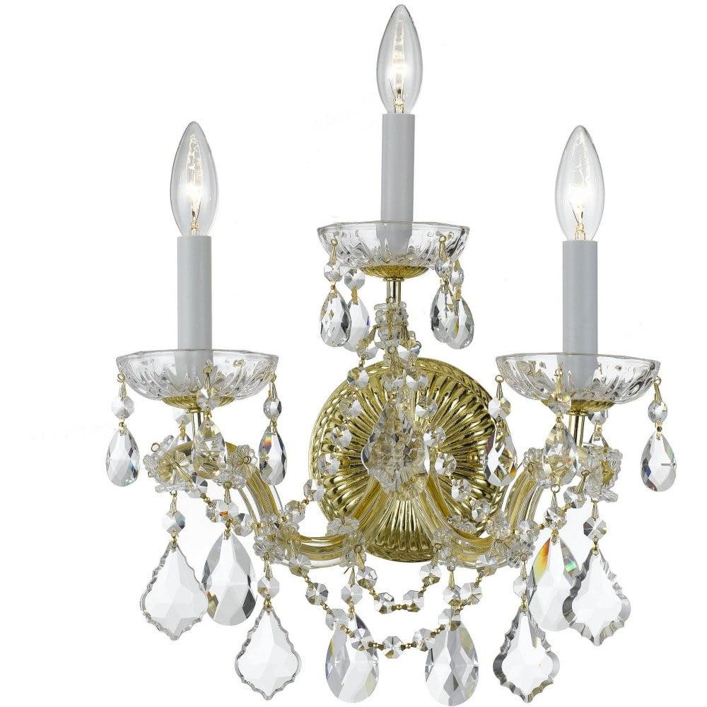 4403-GD-CL-SAQ-Crystorama Lighting-Maria Theresa - Three Light Wall Sconce in Classic Style - 14 Inches Wide by 14 Inches High-Gold Finish-Swarovski