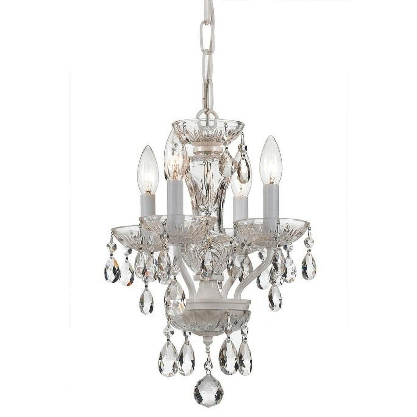 5534-WW-CL-S-Crystorama Lighting-Traditional Crystal - 15 Inch 4 Light Chandelier-Swarovski Strass Crystal Type-Wet White Finish   -Traditional