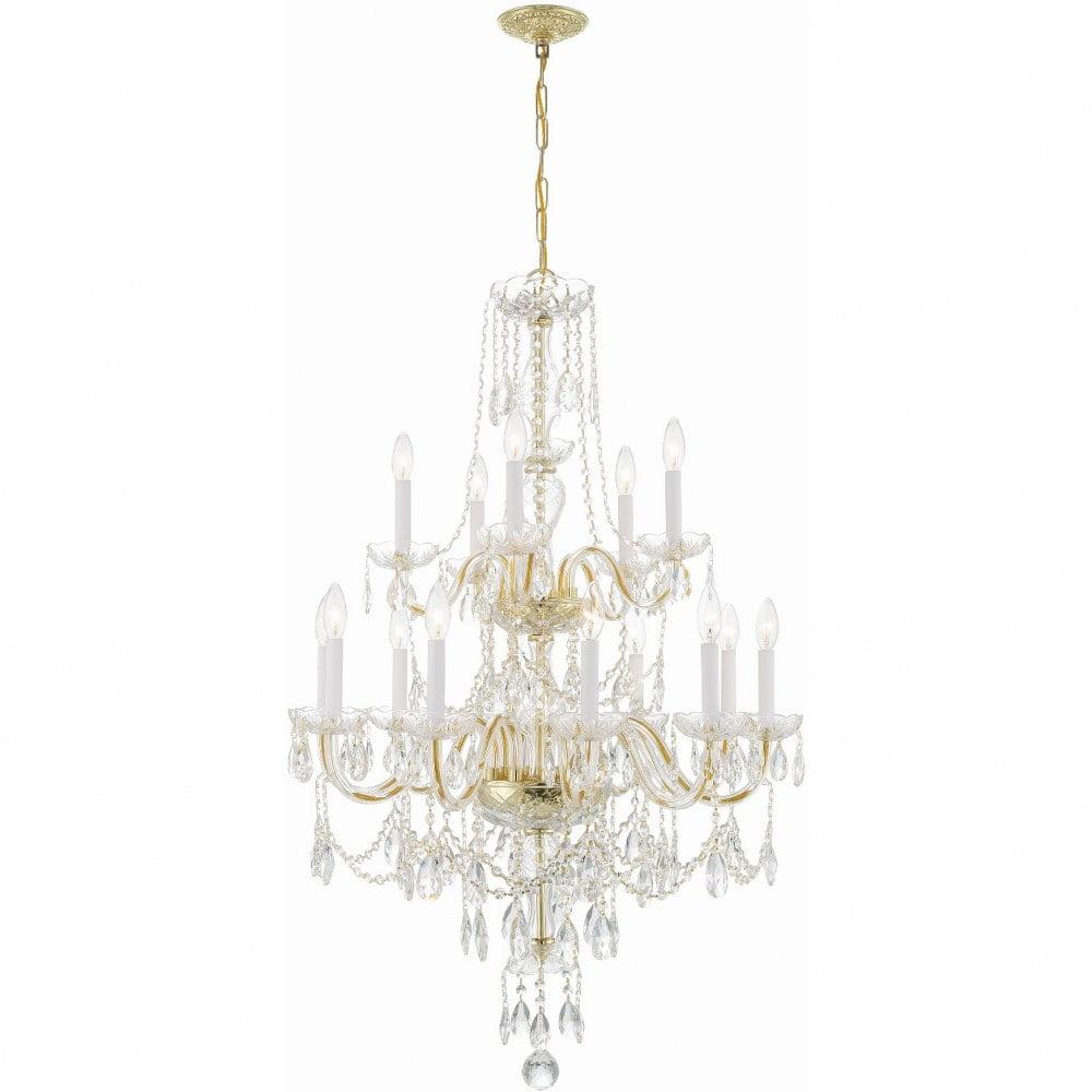Crystorama Lighting Traditional Crystal 15 - Light Chandelier in  Polished Brass
