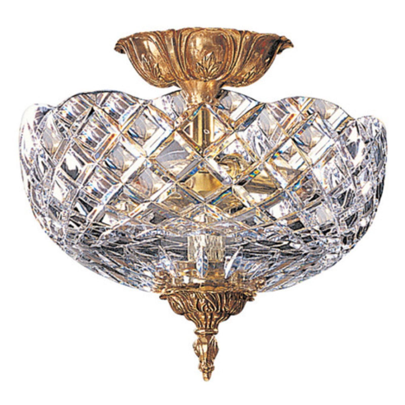 Olde Brass Crystal Elegance 2-Light Ceiling Bowl