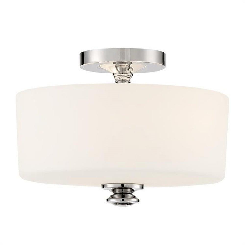 Travis Polished Nickel 2-Light Indoor/Outdoor LED Semi-Flush Mount