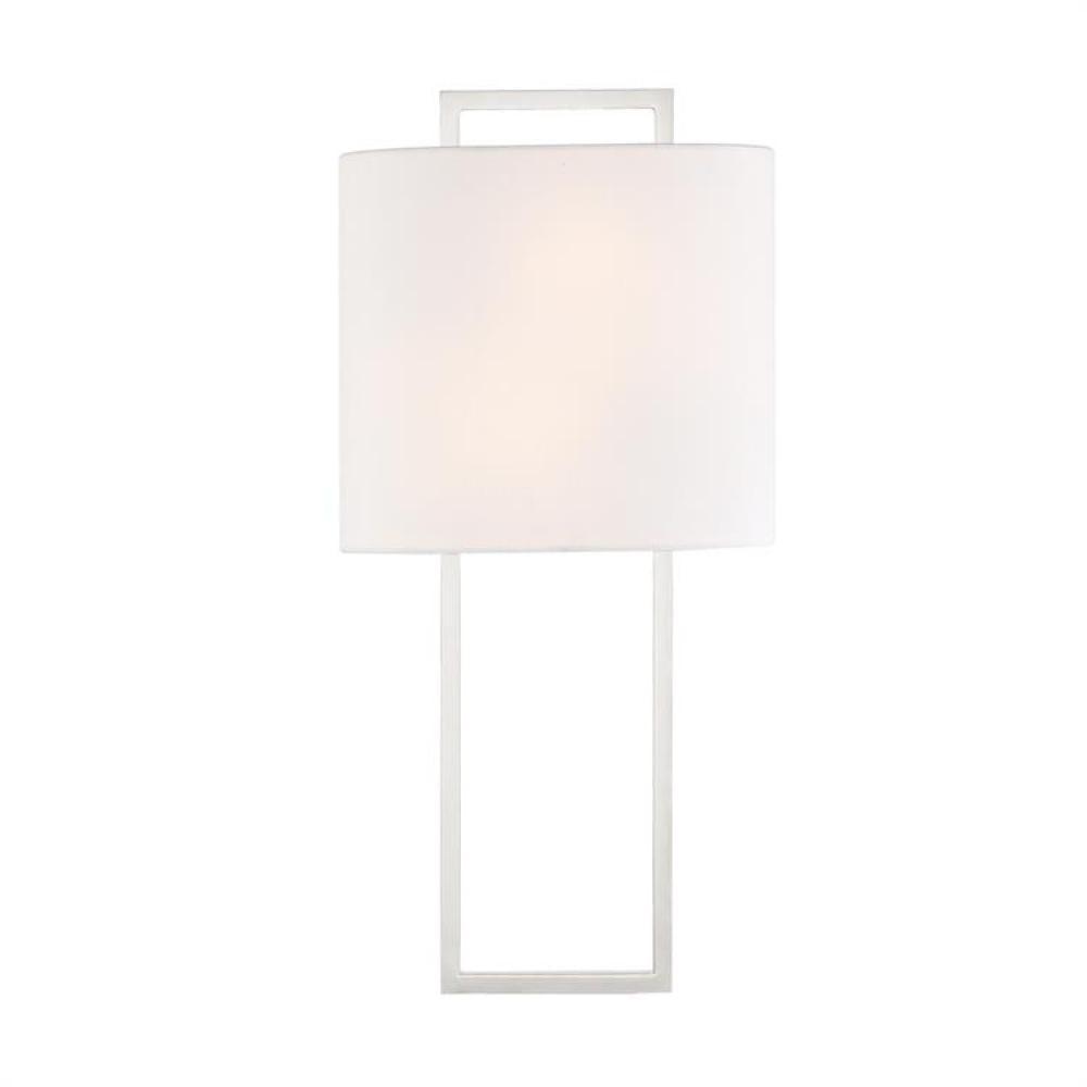 Elegant Polished Nickel 2-Light Sconce with White Silk Shade