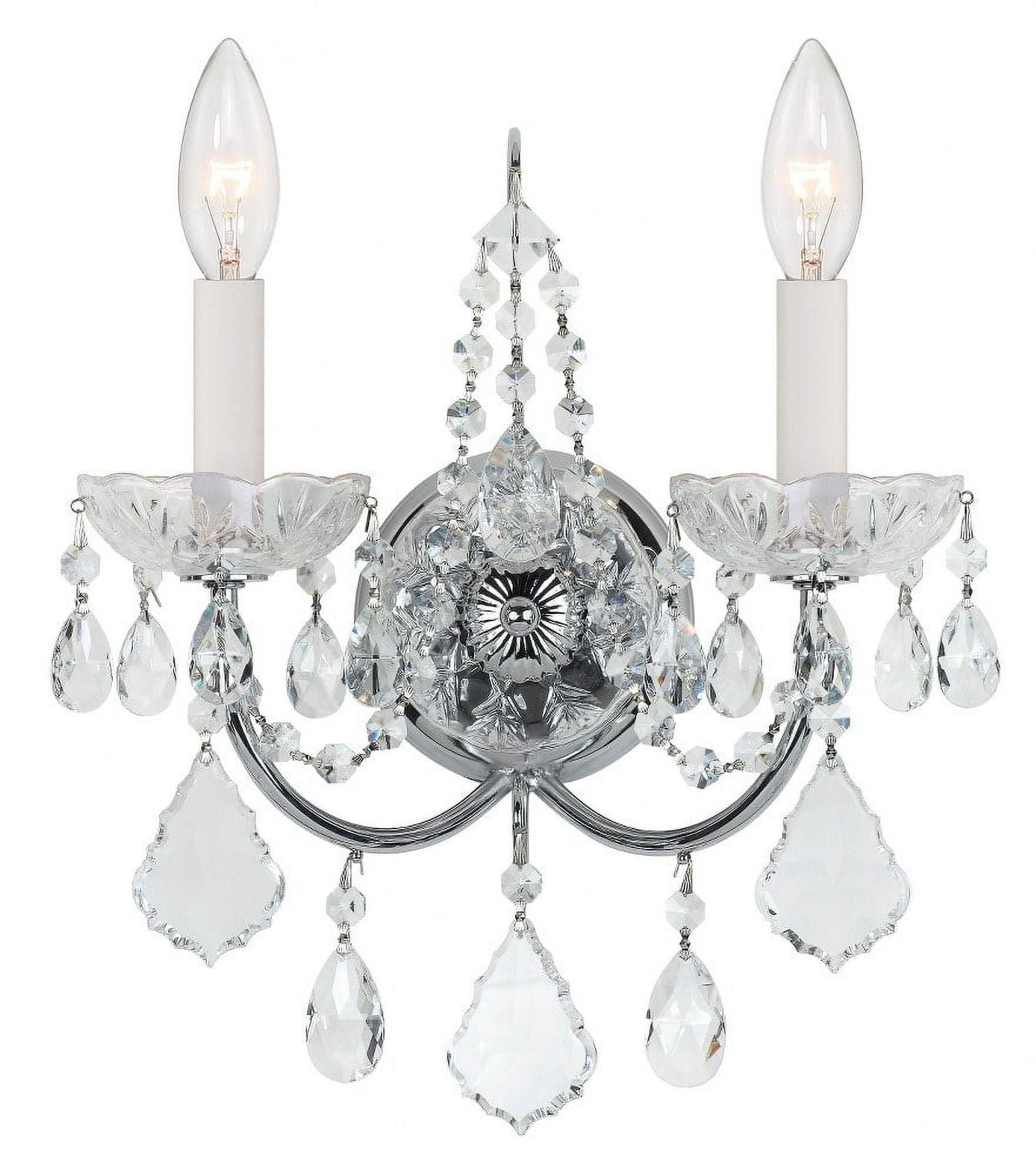 Imperial Polished Chrome 2-Light Sconce with Clear Hand Cut Crystals