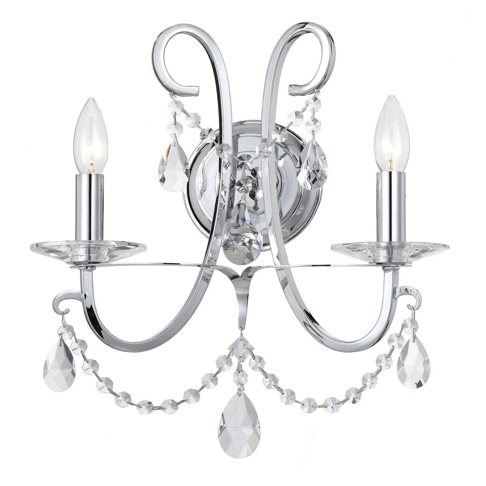 Polished Chrome 2-Light Sconce with Clear Crystals