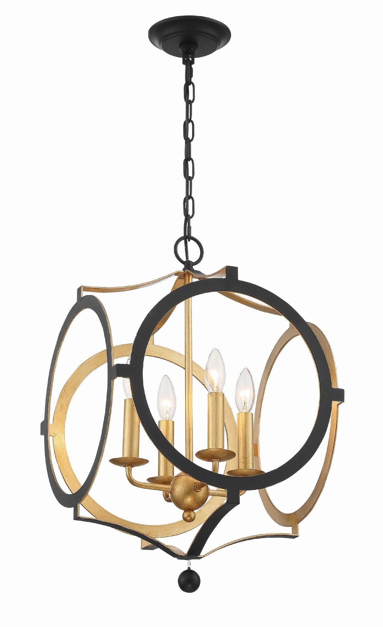 Crystorama Lighting Odelle 4 - Light Chandelier in  Matte Black/Antique Gold