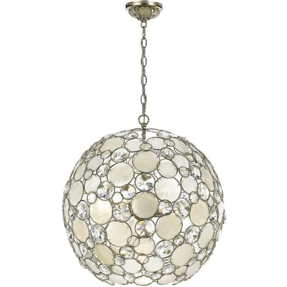 Crystorama Palla 6 Light Antique Silver Sphere Chandelier - 22'' W x 22'' H