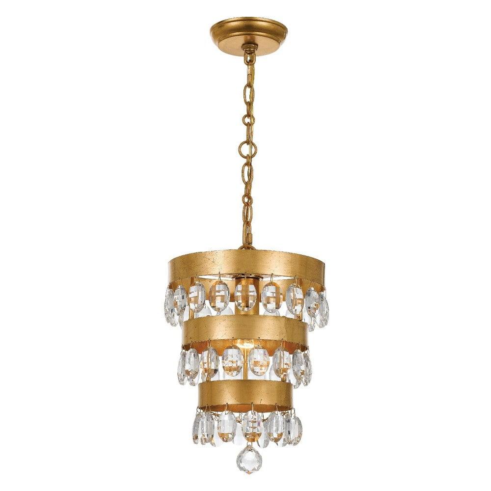 Crystorama Perla 1 Light Antique Gold Mini Chandelier - 10'' W x 14.25'' H - 10'' W x 14.25'' H