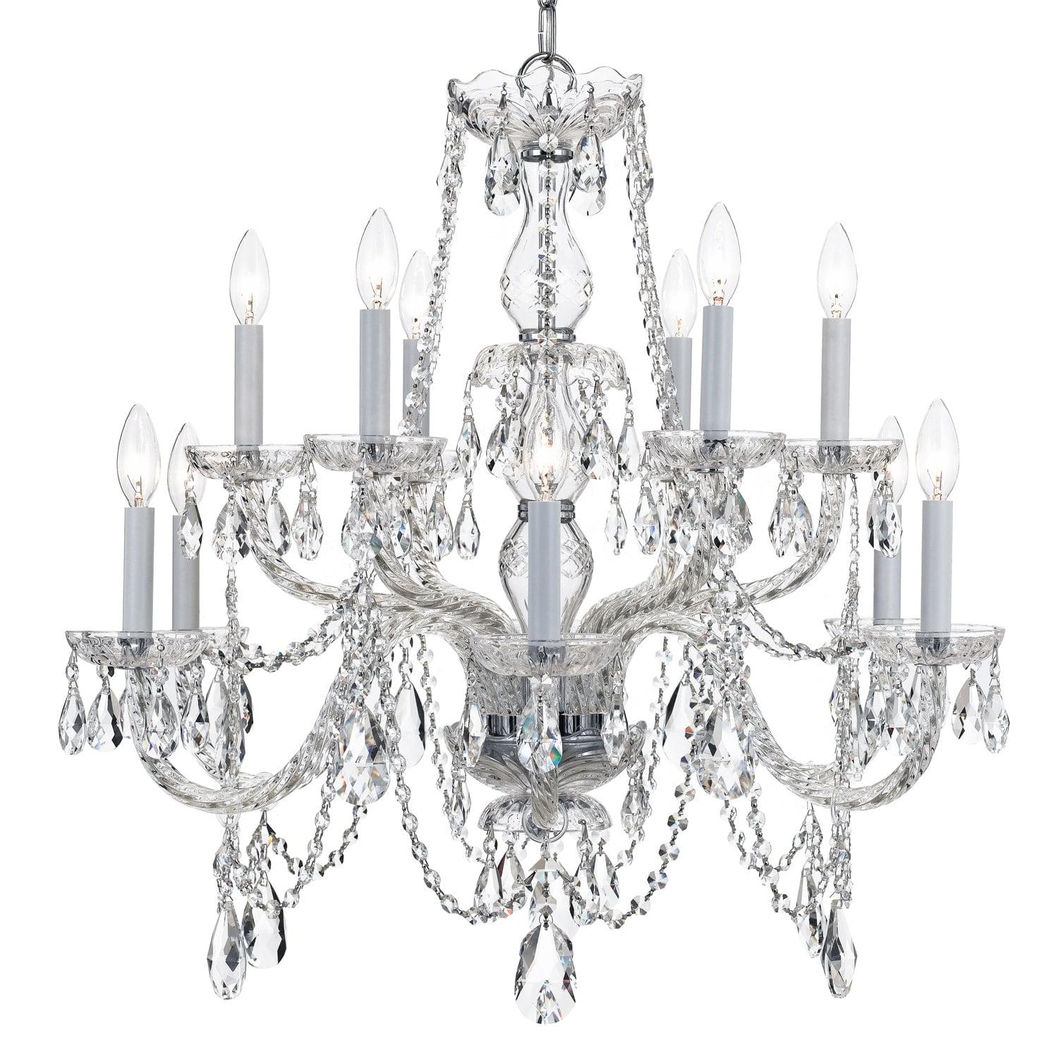 Crystorama Traditional Crystal 12 Light Italian Crystal Chrome Chandelier - 31'' W x 26'' H