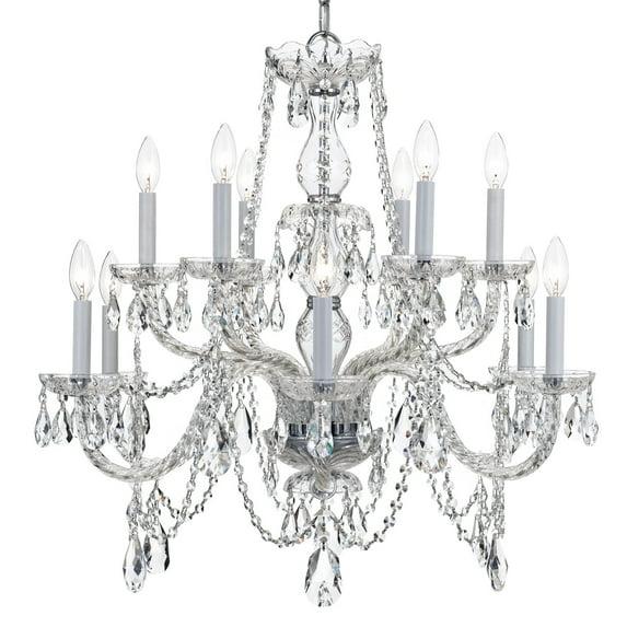 Crystorama Traditional Crystal 12 Light Italian Crystal Chrome Chandelier - 31'' W x 26'' H