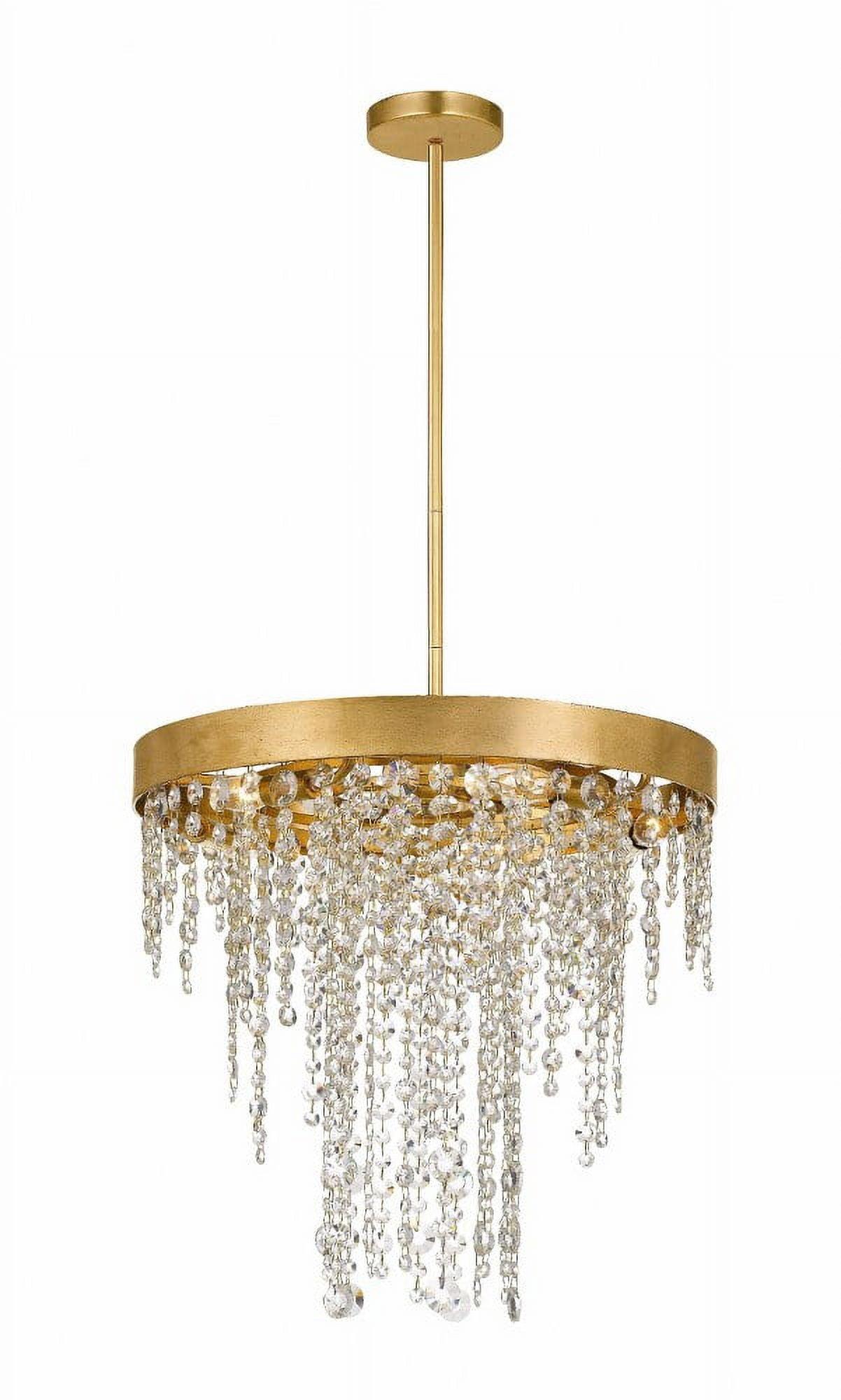 Elegant Antique Gold 5-Light Chandelier with Hand-Cut Crystal Accents