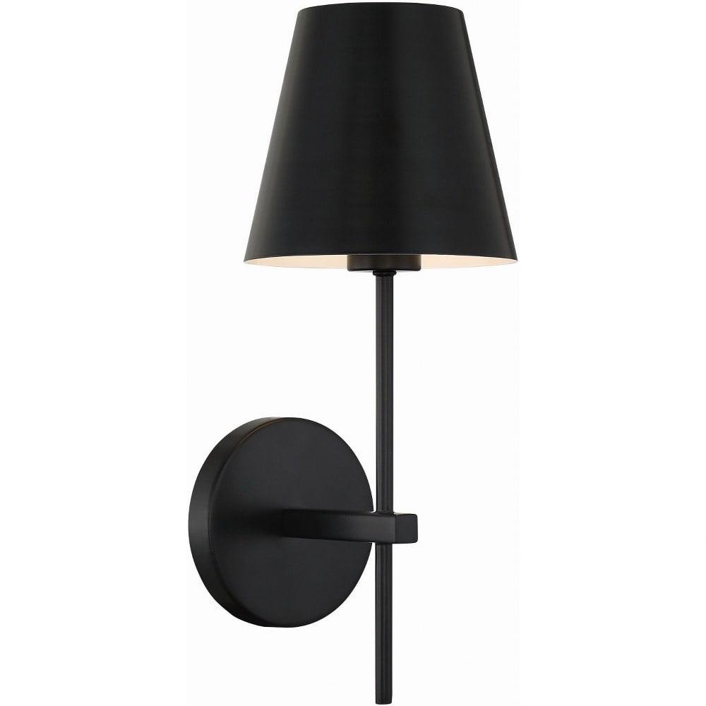 Crystorama Xavier 1 Light Matte Black Wall Mount - 6'' W x 15'' H x 7'' D