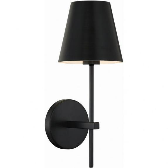 Crystorama Xavier 1 Light Matte Black Wall Mount - 6'' W x 15'' H x 7'' D