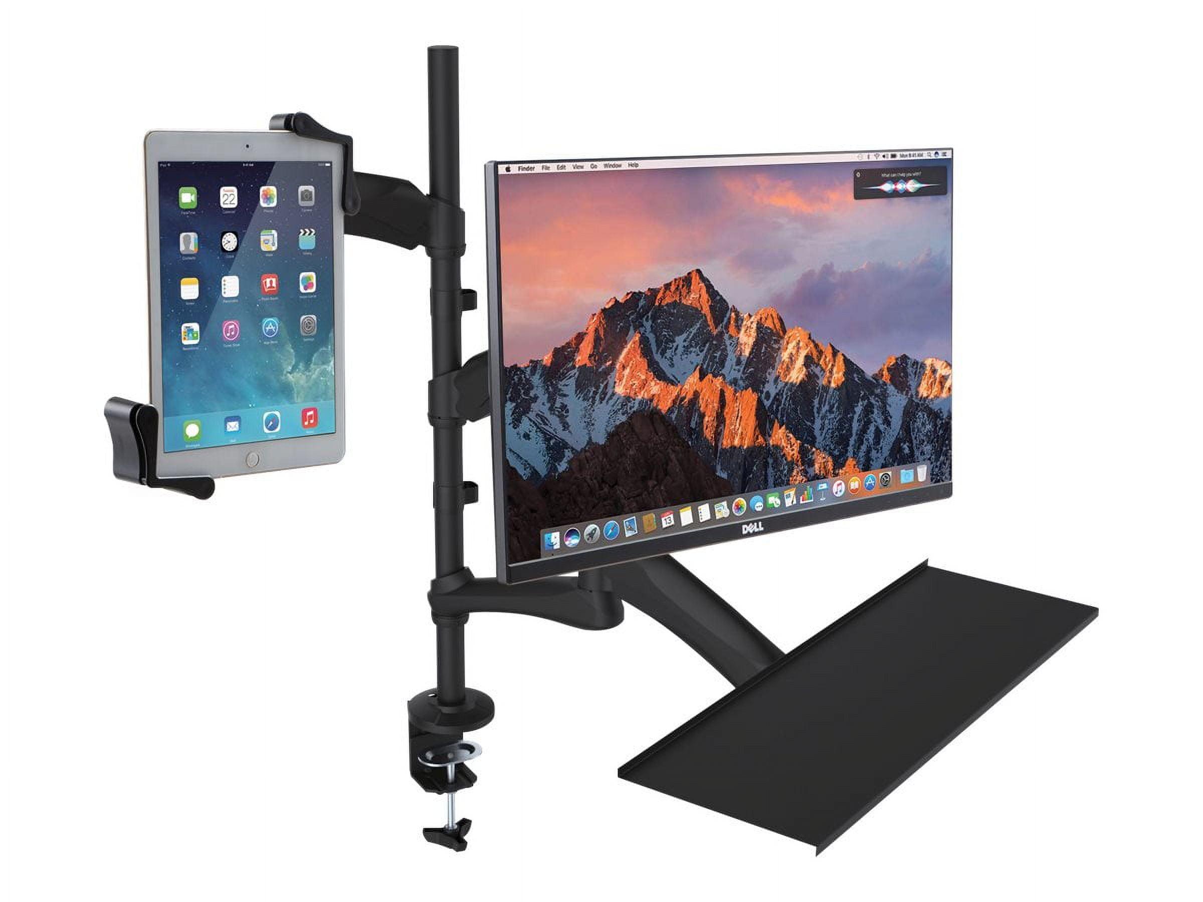 Black Aluminum Adjustable Monitor and Tablet Mount with Keyboard Tray