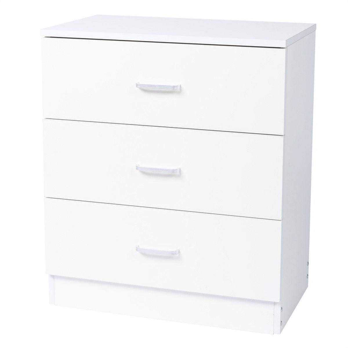 White Drawer Chest, Wood Dresser with 3 Drawer, Drawer Cabinet Storage Drawer Unit, Nightstand for Bedroom