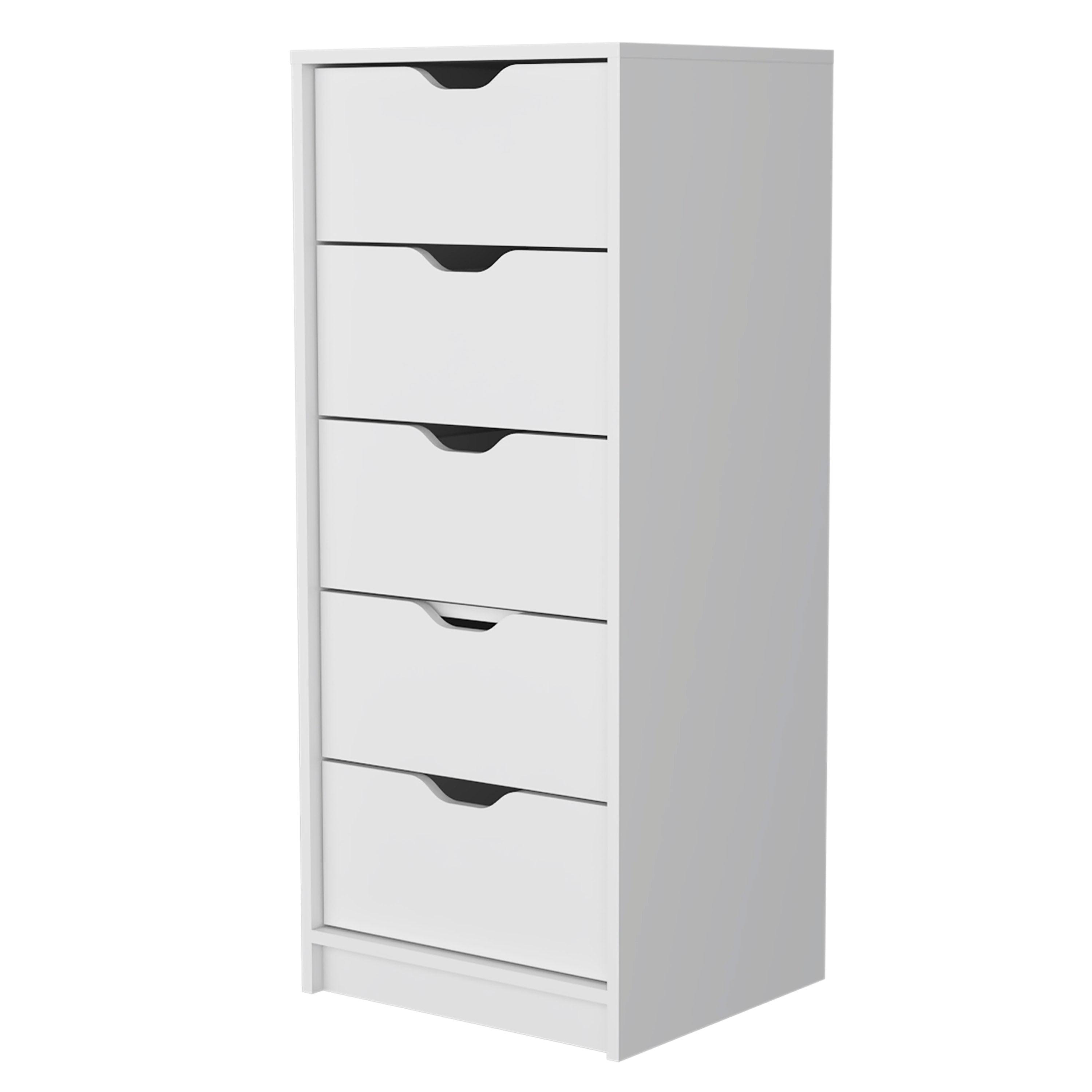 FM FURNITURE LLC Dillon 5 Narrow Drawer Dresser,White