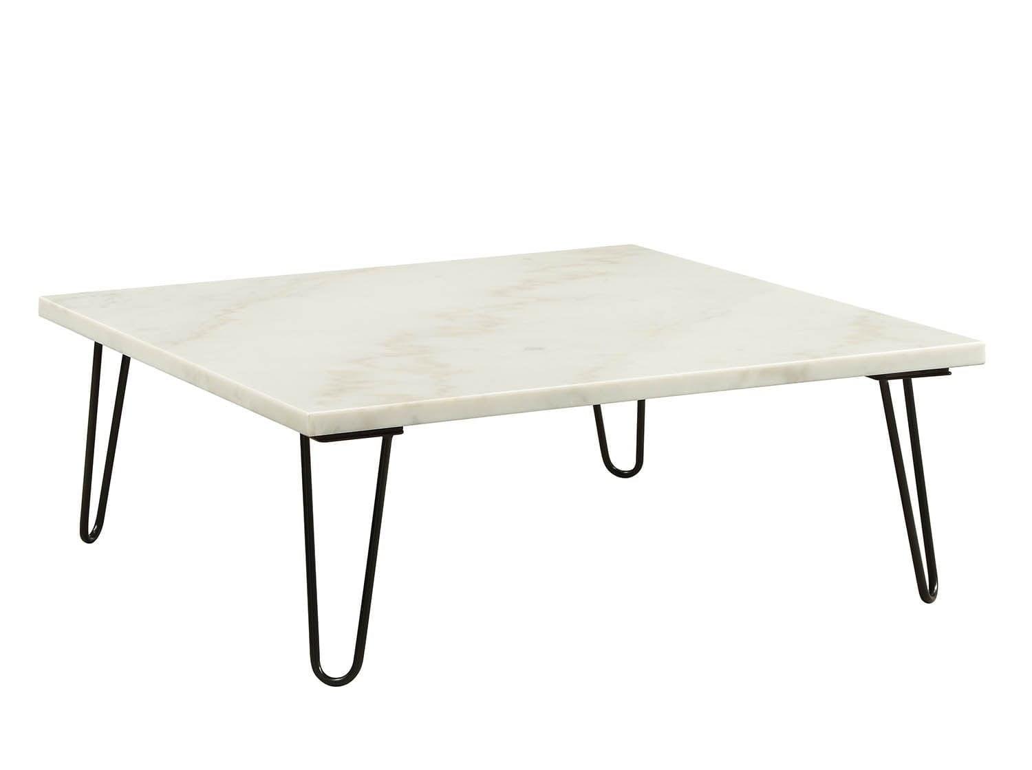 Telestis 40" Square White Marble Coffee Table with Storage