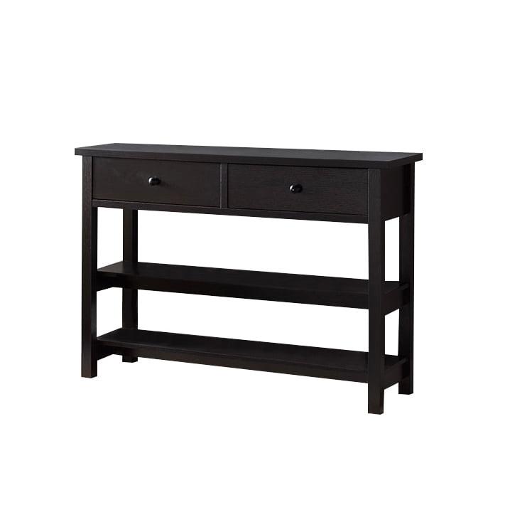 Transitional Dark Brown 48" Wood Console Table with Storage