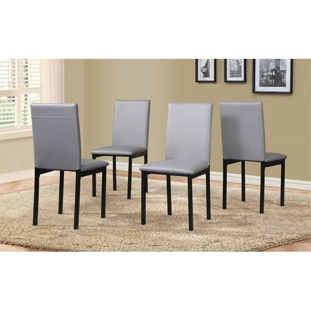 Roundhill Furniture Noyes Faux Leather Seat Metal Frame Dining Chairs, Gray, Set of 4