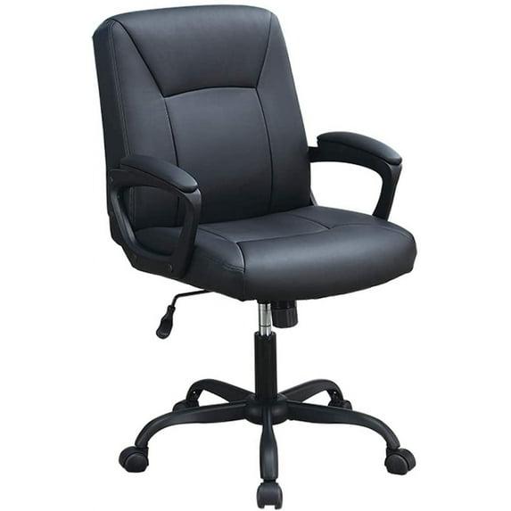Office Chair with Curved Arms and Leatherette Upholstery Black - Saltoro Sherpi