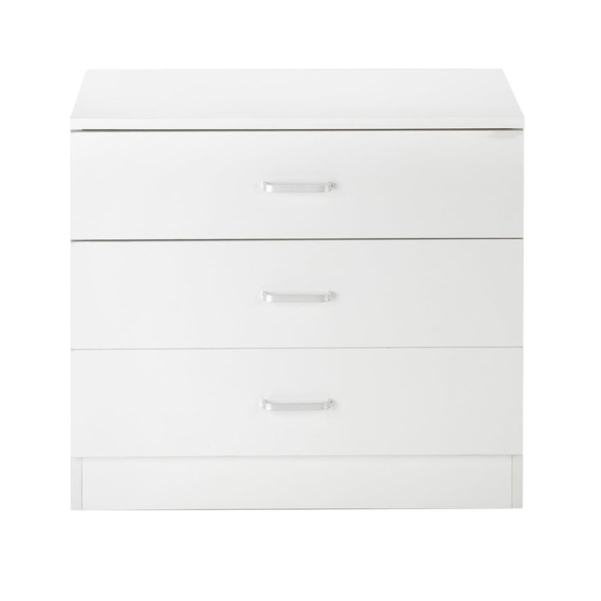 White Drawer Chest, Wood Dresser with 3 Drawer, Drawer Cabinet Storage Drawer Unit, Nightstand for Bedroom