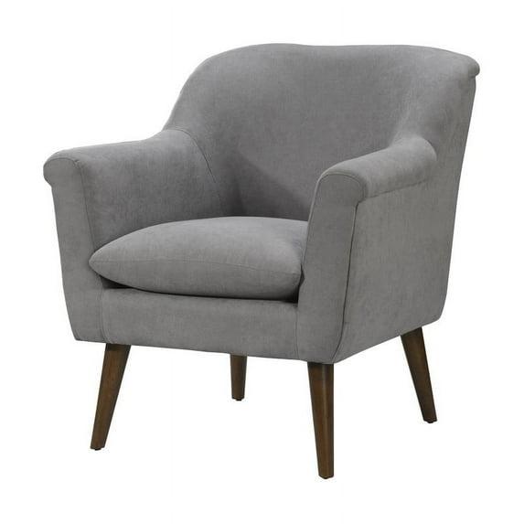 Shelby Steel Gray Woven Fabric Oversized Armchair with Walnut Finish Wooden Legs