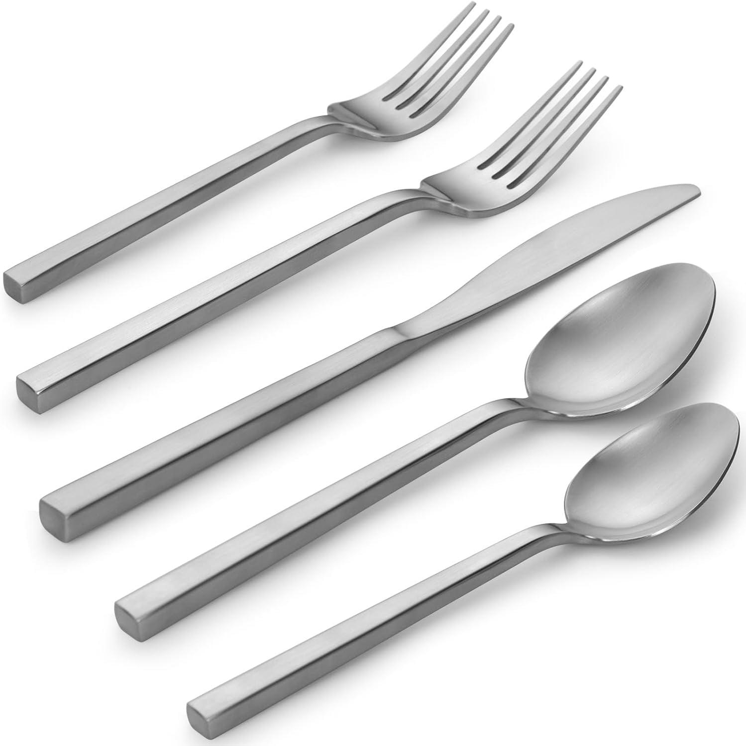 Cube 20-Piece Stainless Steel Flatware Set with Mirror Finish