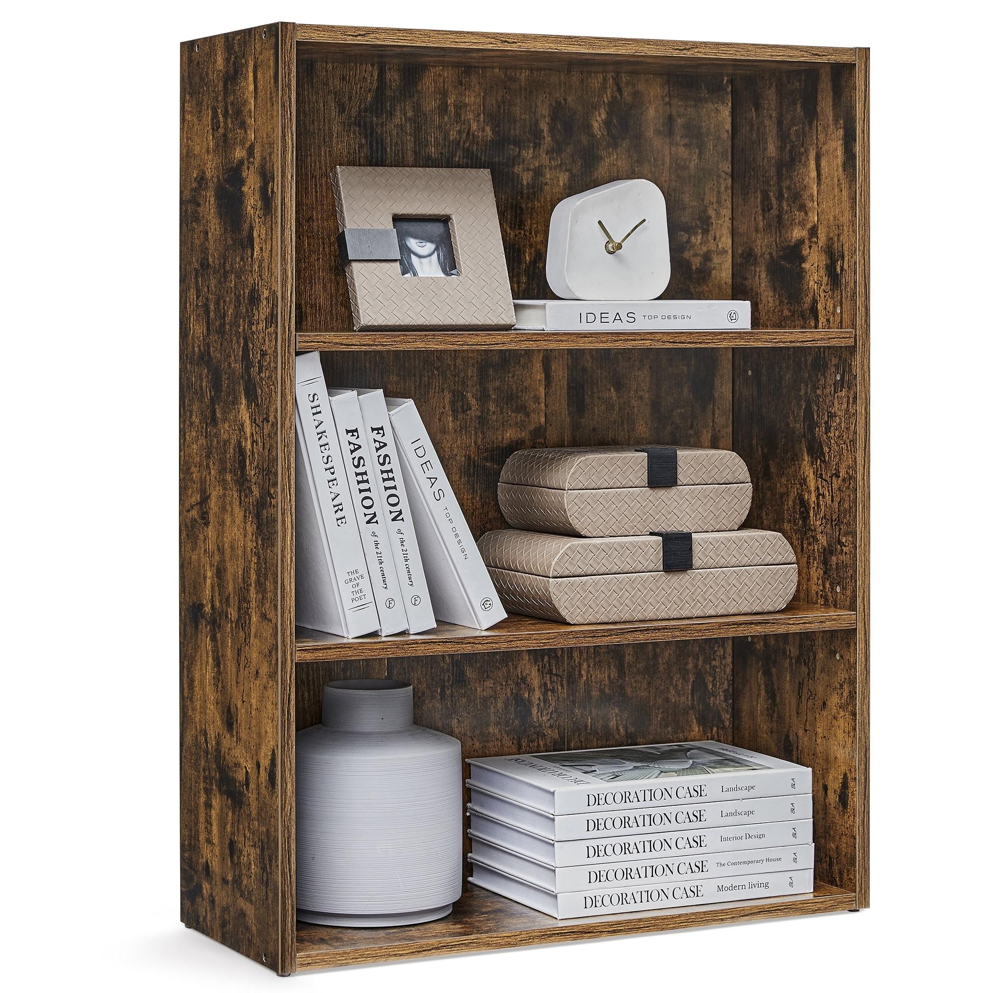Cube Storage Organizer 3-Tier Bookshelf Bookcase with Adjustable Storage Shelves Rustic Brown